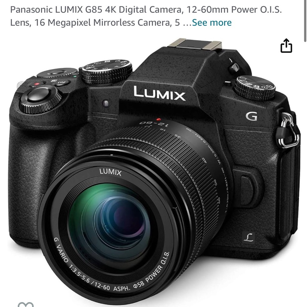 Panasonic LUMIX G85 Mirrorless Camera with 12-60mm Lens in Black